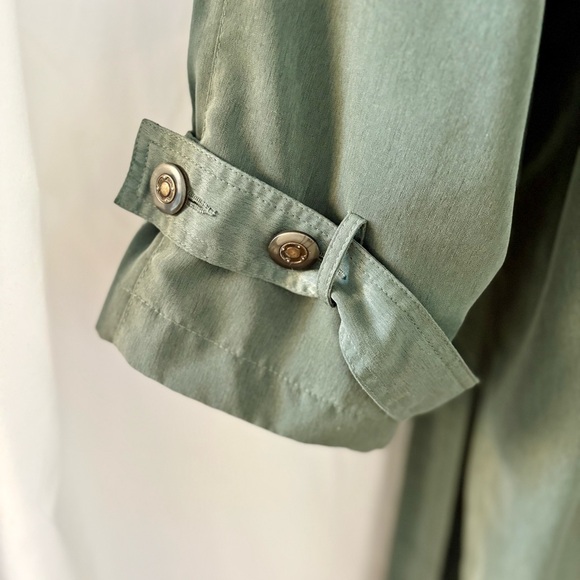 Women’s Green Trench Coat - Classic Long Overcoat - Picture 5 of 6